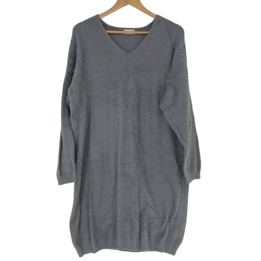 Altar'd State Gray Super Soft Furry LS Dress Wms size Medium